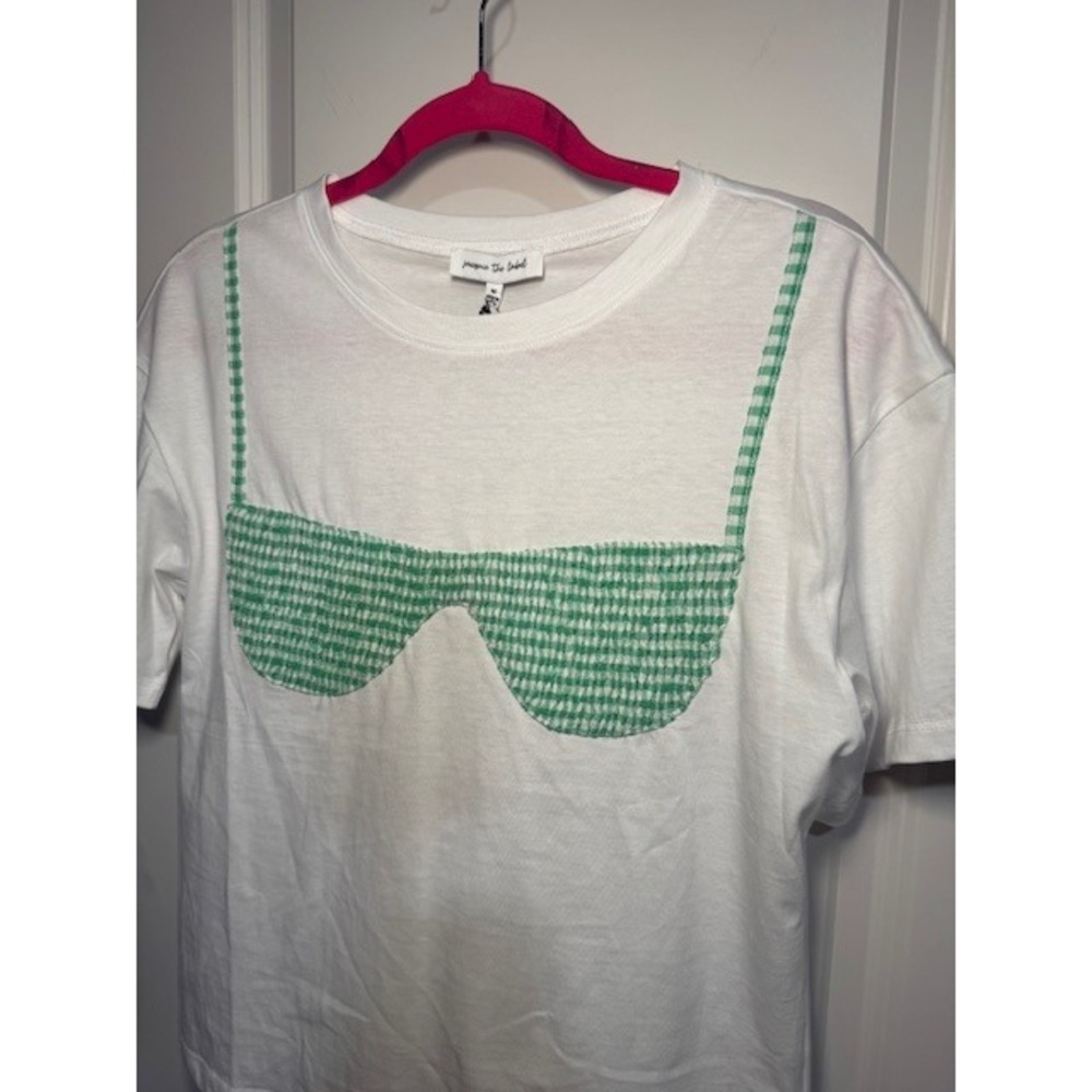 JACQUIE‎ THE LABEL - Natalia White and Green Gingham Bikini Top Tee - Picture 4 of 6